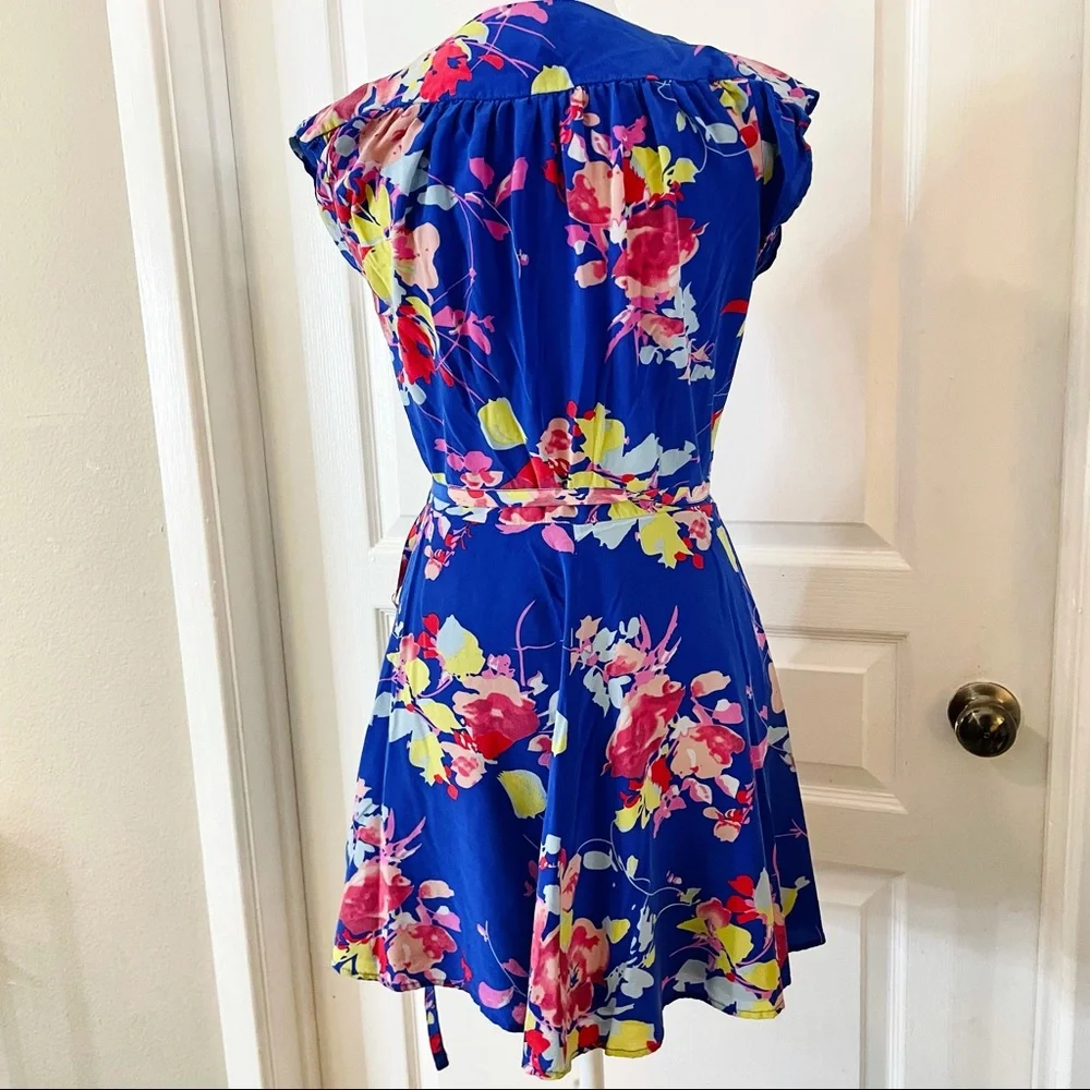 Yumi Kim Soho Mixer floral Dodger blue wrap dress - Picture 5 of 8